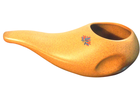 Sattvic Path Ergonomic Ceramic Neti Pot in Clay Brown - Handmade