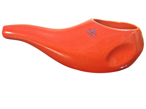 Sattvic Path Ergonomic Ceramic Neti Pot in Dusk Red - Handmade