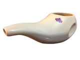 Sattvic Path Ergonomic Ceramic Neti Pot in White Dove - Handmade